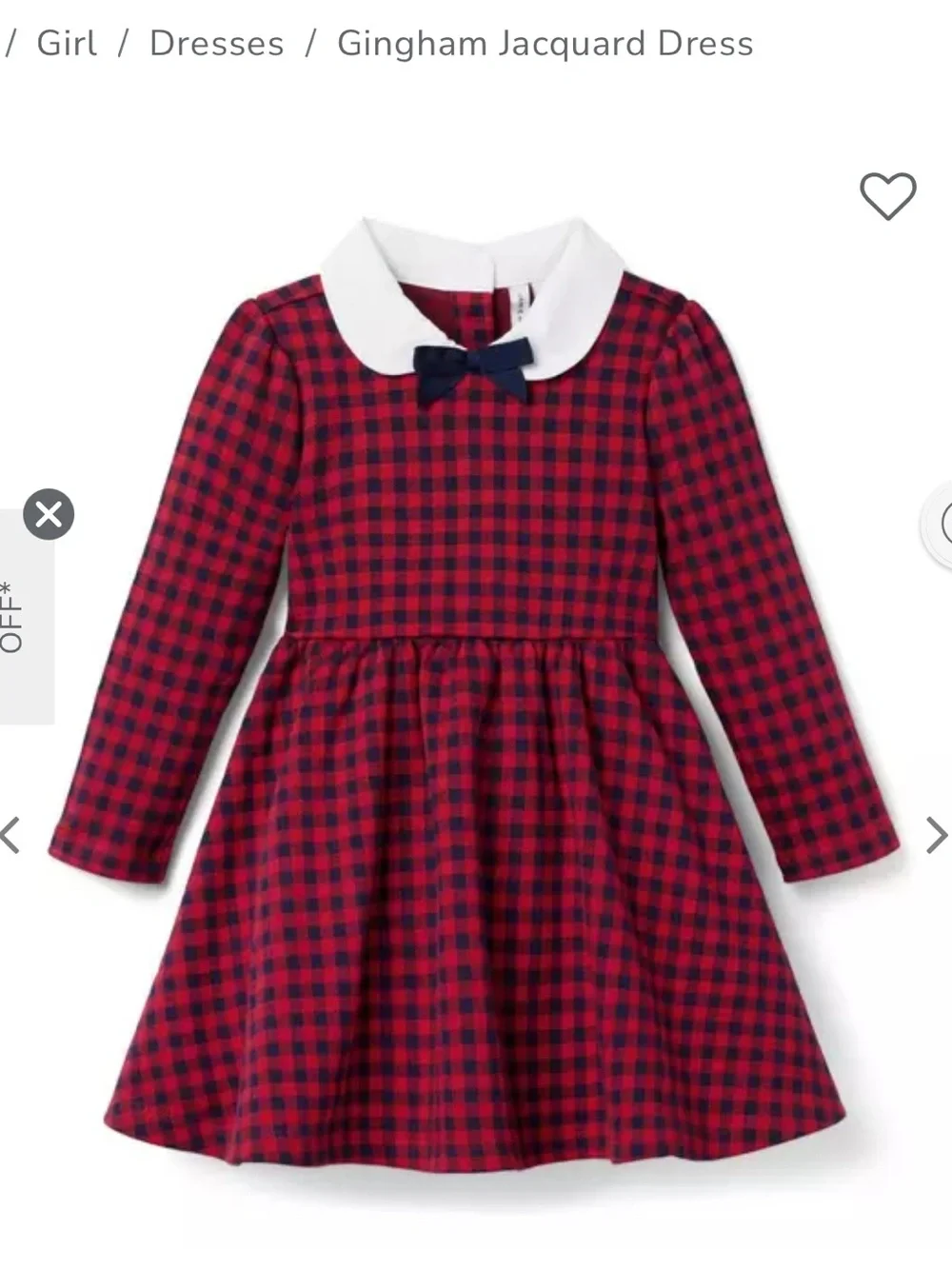 Janie and Jack Plush Holiday Gingham Jacquard Dress 3T X-Mas Toddler Girl Bow